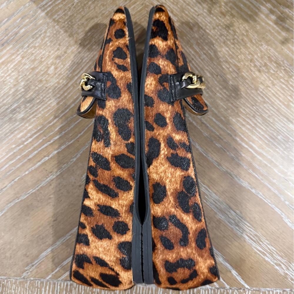 Talbots Lucy Chain Link Leopard Calf Hair Flats Loafers Shoes Size Women 7M - Picture 5 of 8